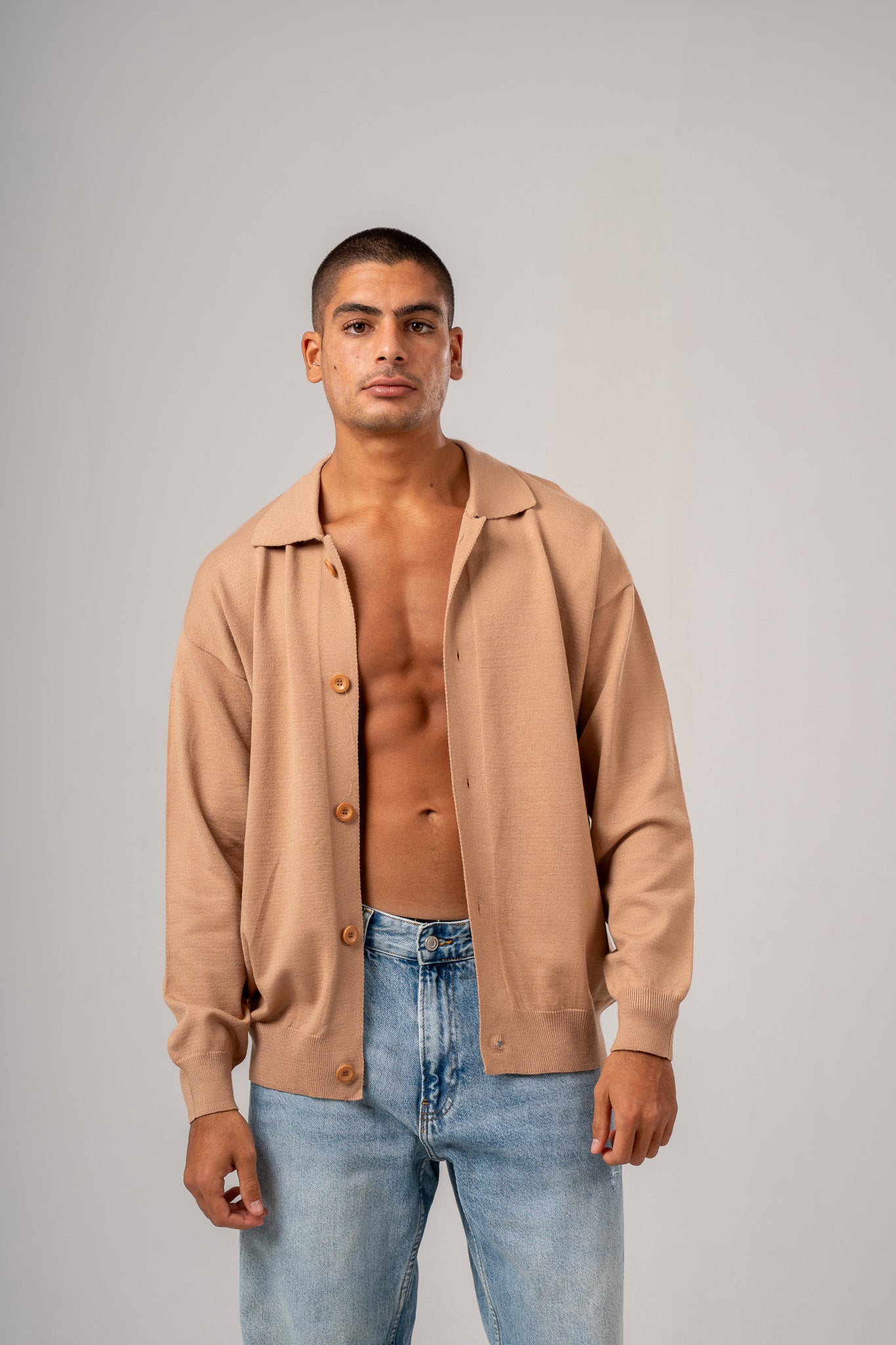 Buttoned Cardigan With Collar
